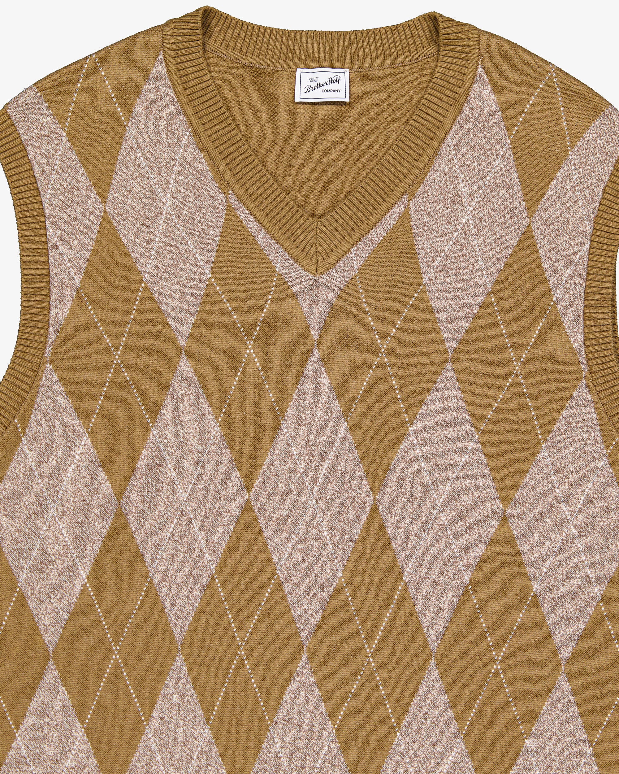 ARGYLE knitted vest - Brown - Image 4
