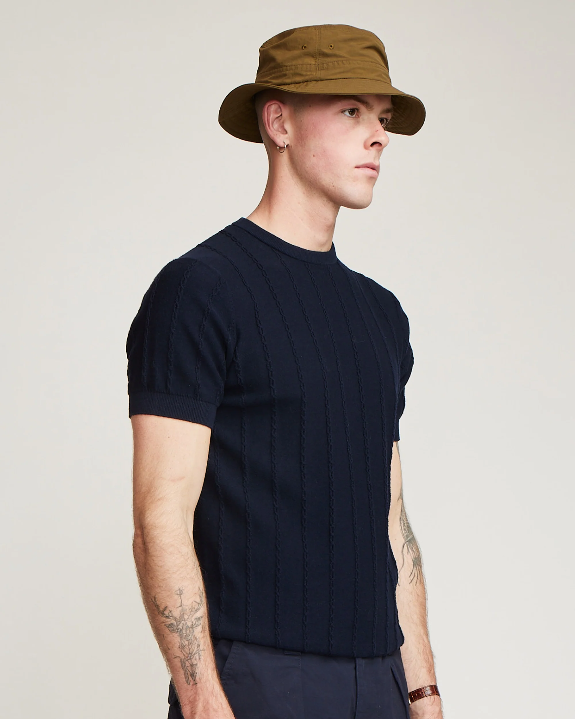 Cable Tee - Navy Blue - Image 8