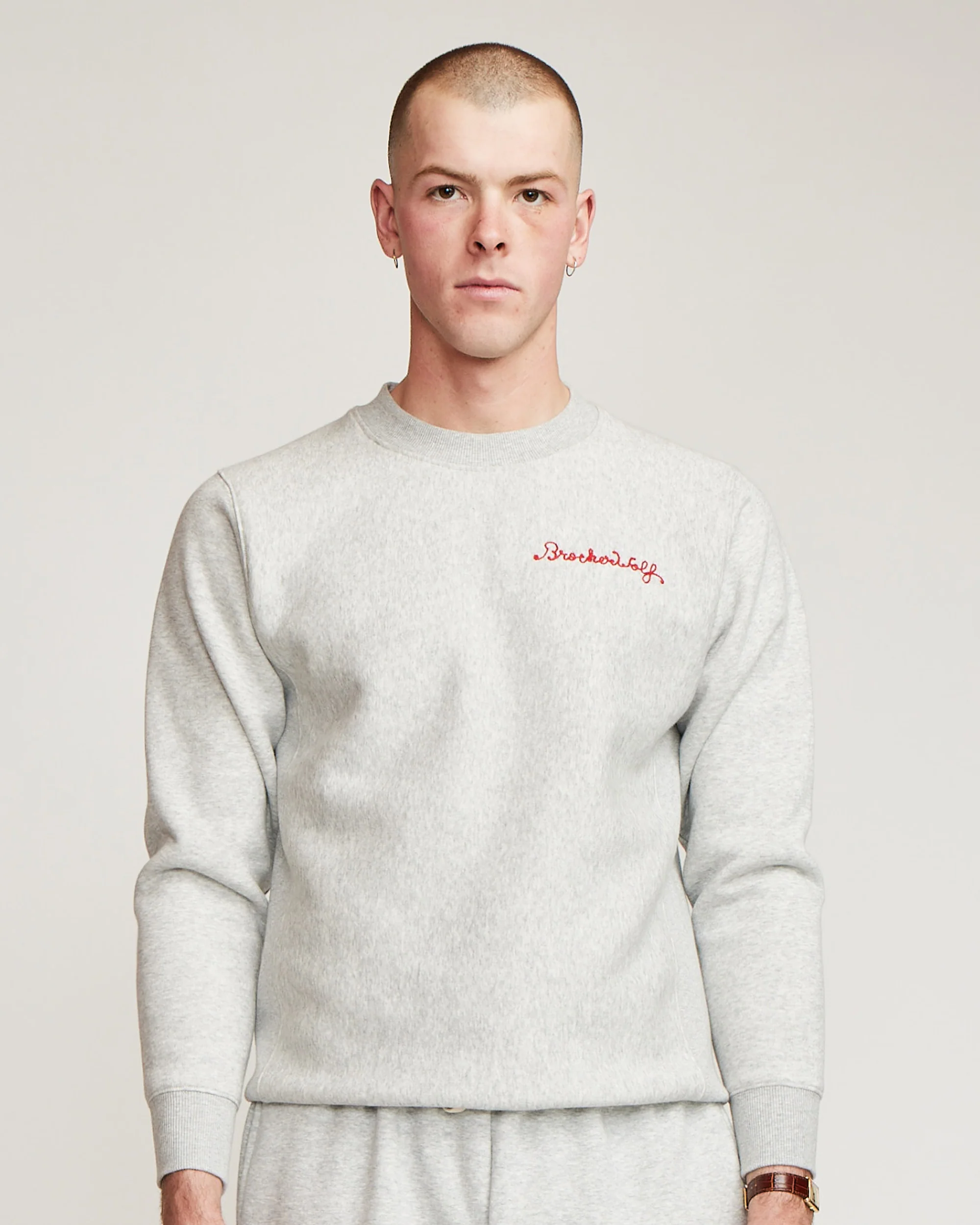 Chain Stitch Crew - White Marle - Image 2