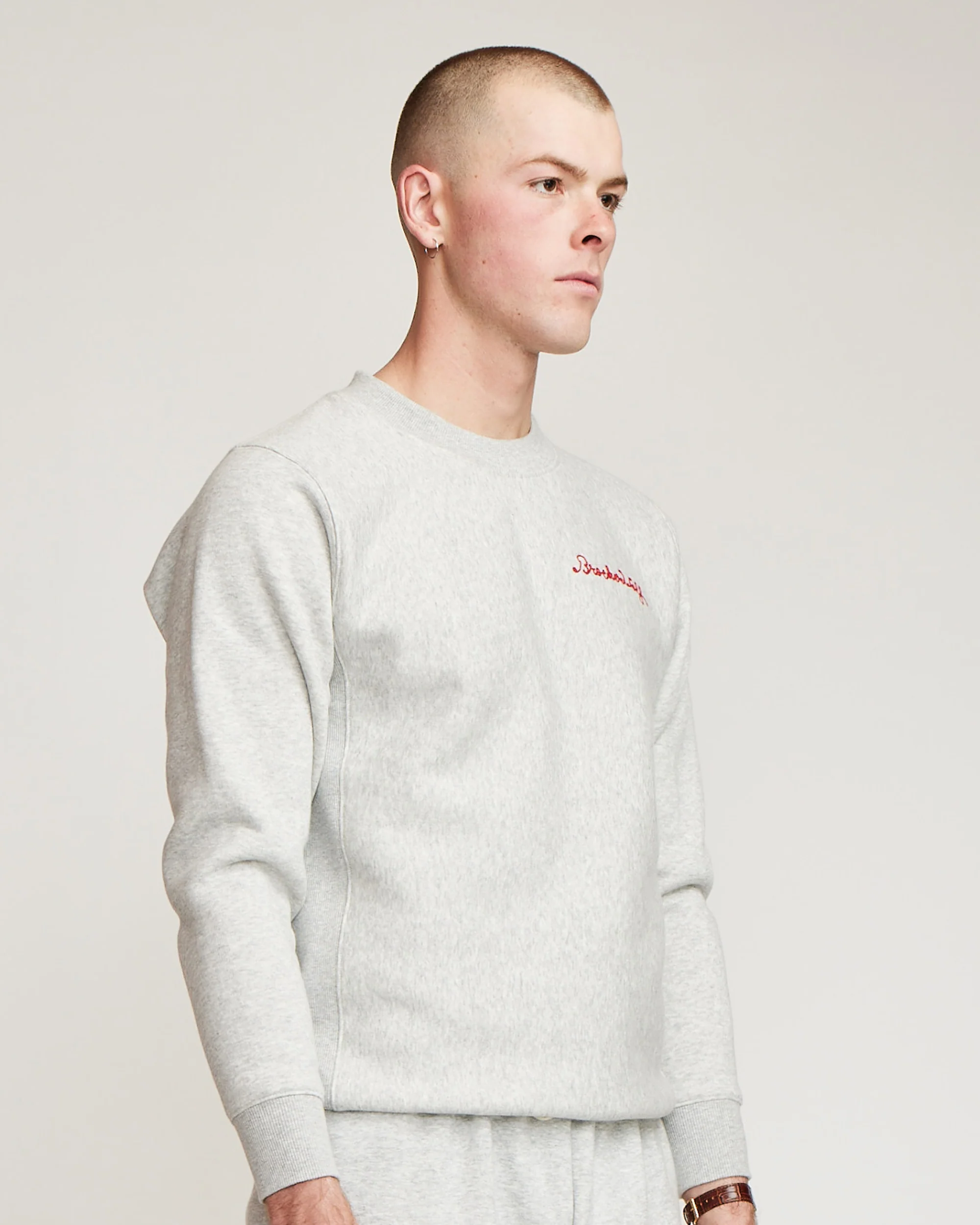 Chain Stitch Crew - White Marle - Image 5