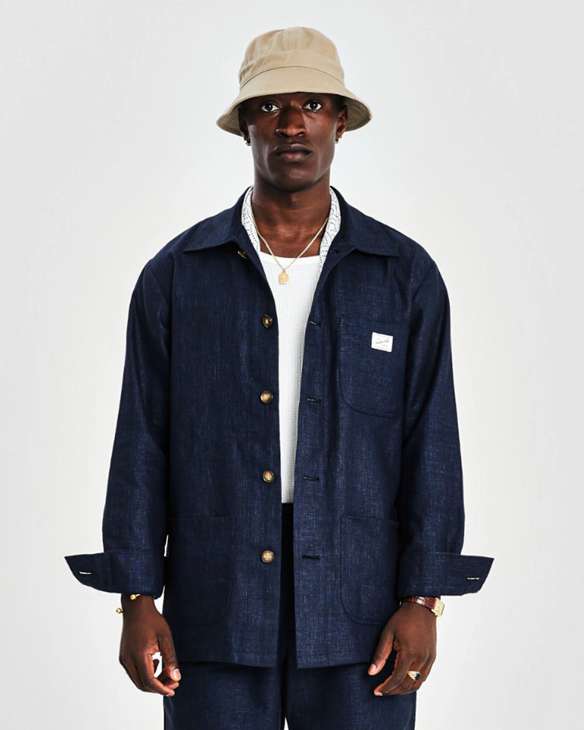 Chore Linen Shirt Jacket - Navy