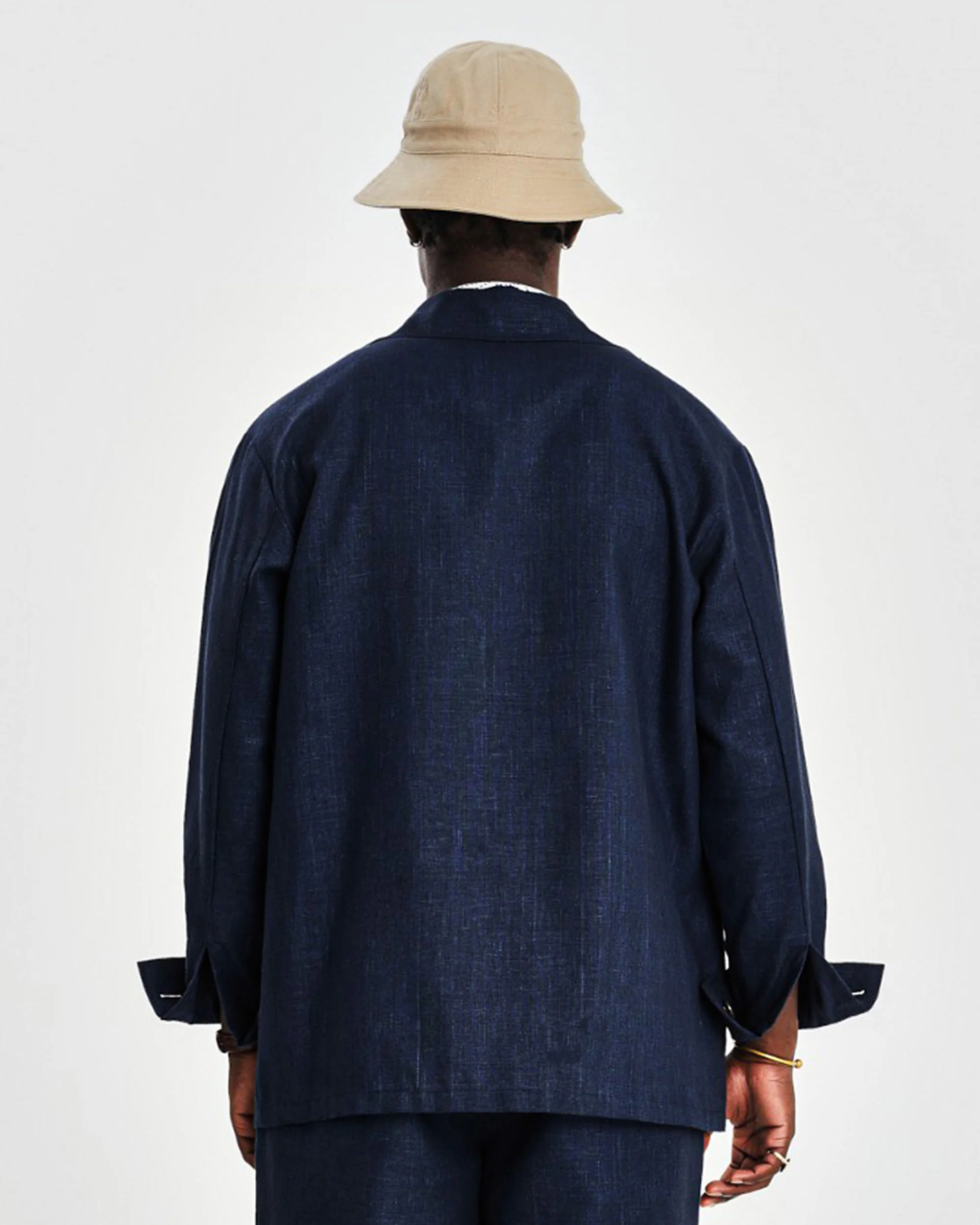 Chore Linen Shirt Jacket - Navy - Image 2