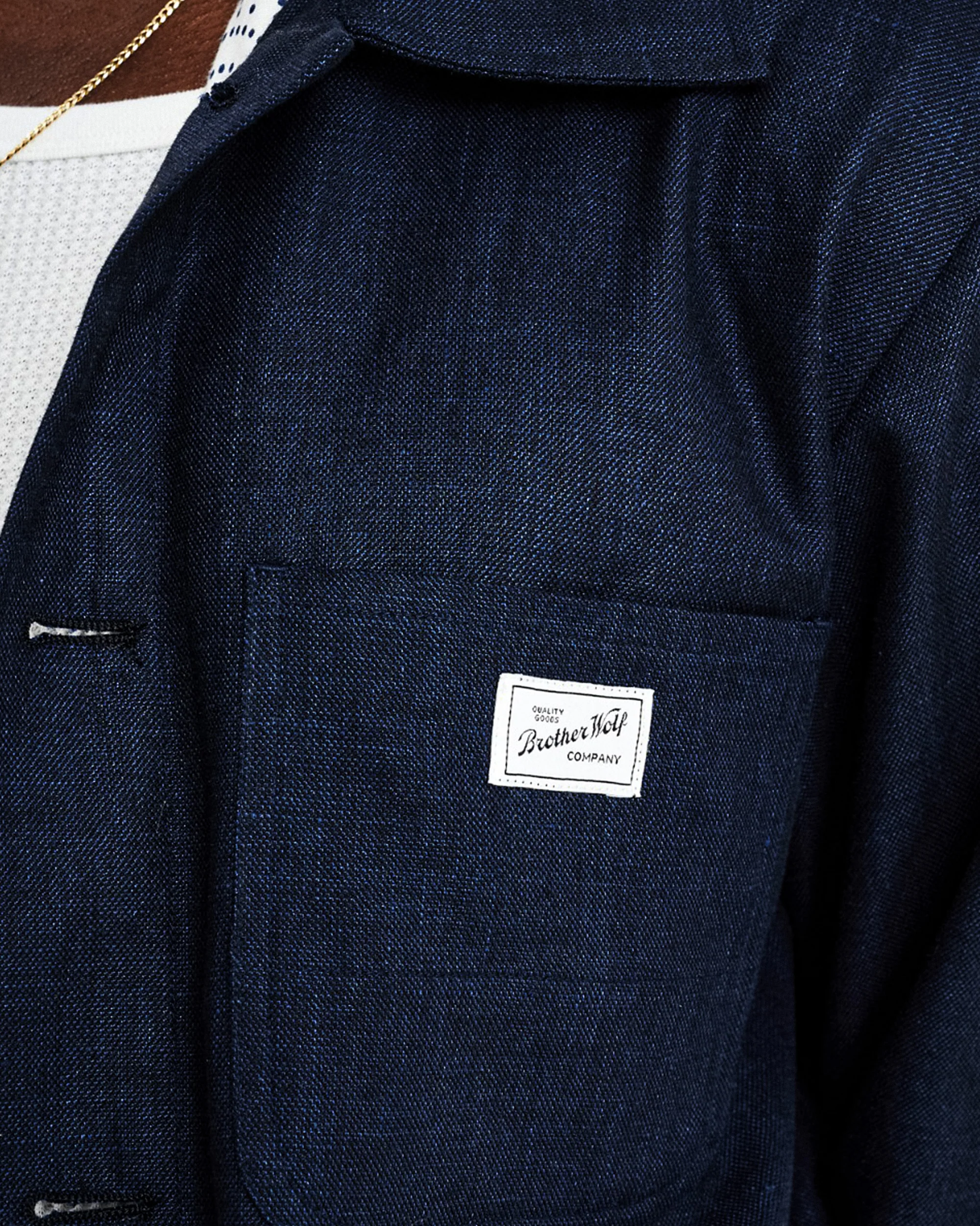 Chore Linen Shirt Jacket - Navy - Image 3
