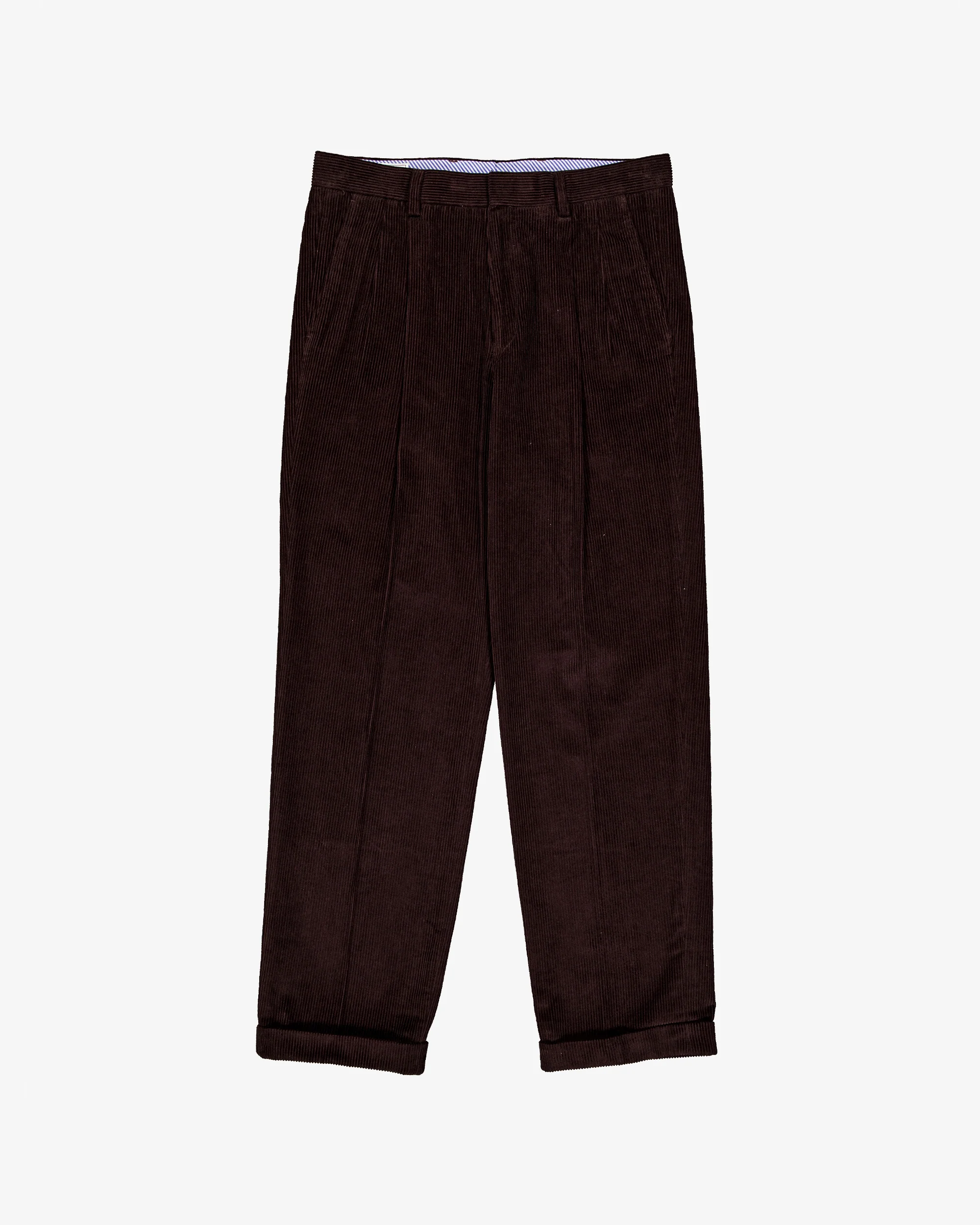 Cord pleated pants - Brown