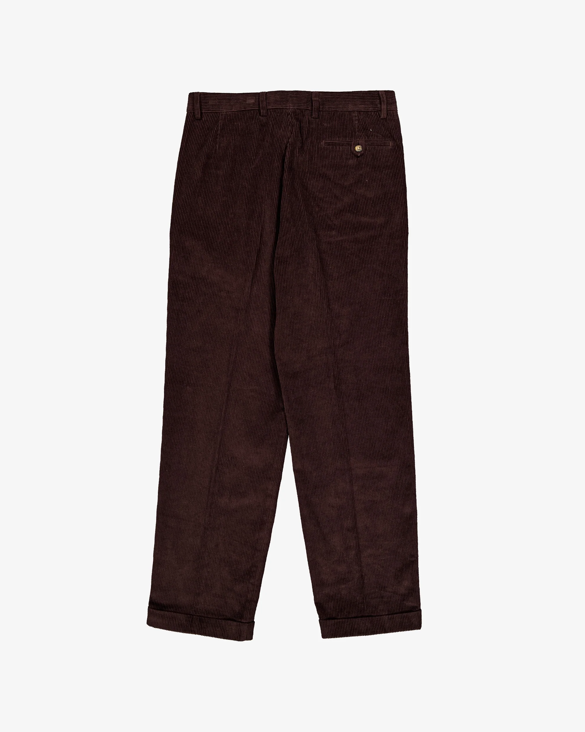Cord pleated pants - Brown - Image 3