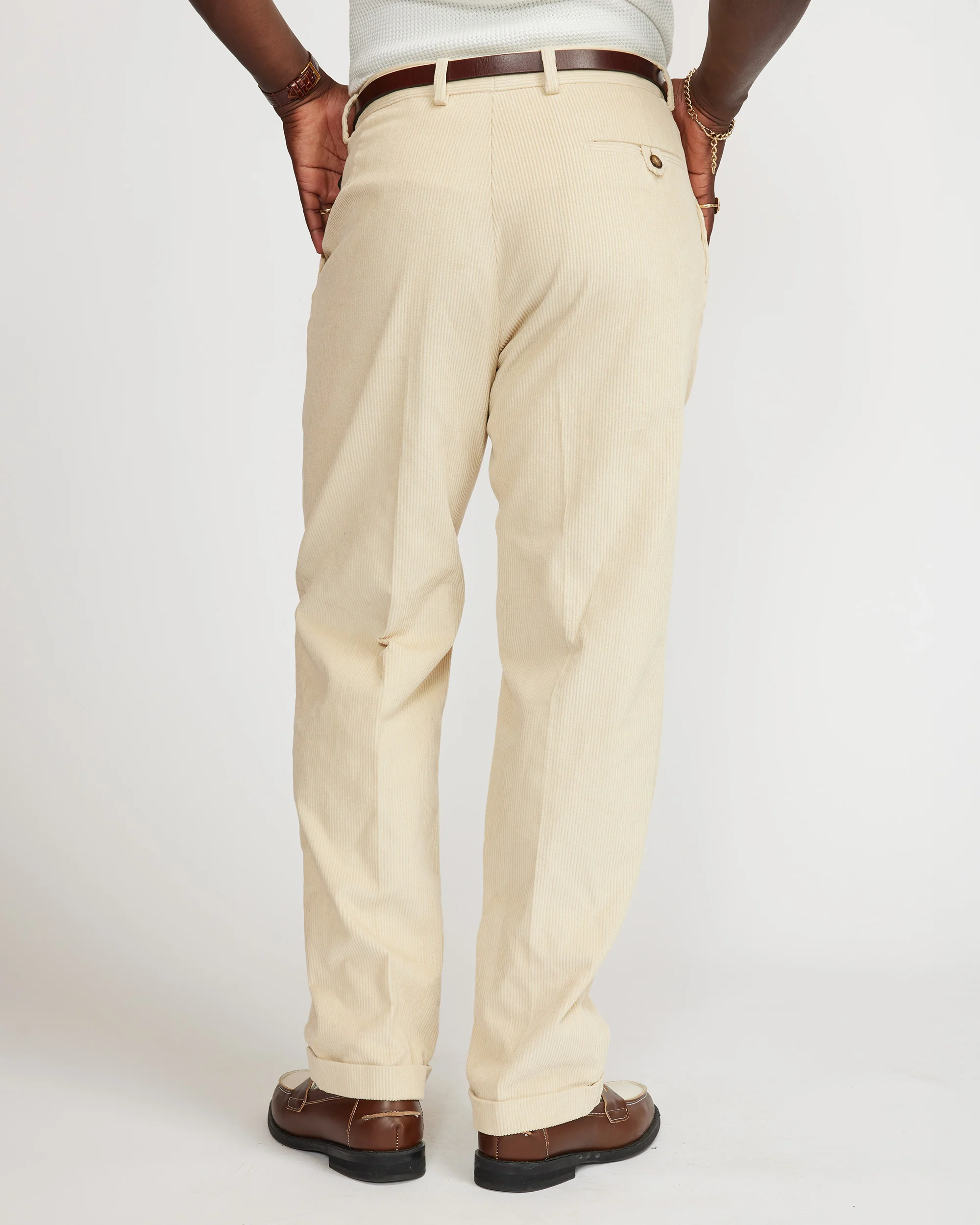 Cord pleated pants - Off white - Image 6
