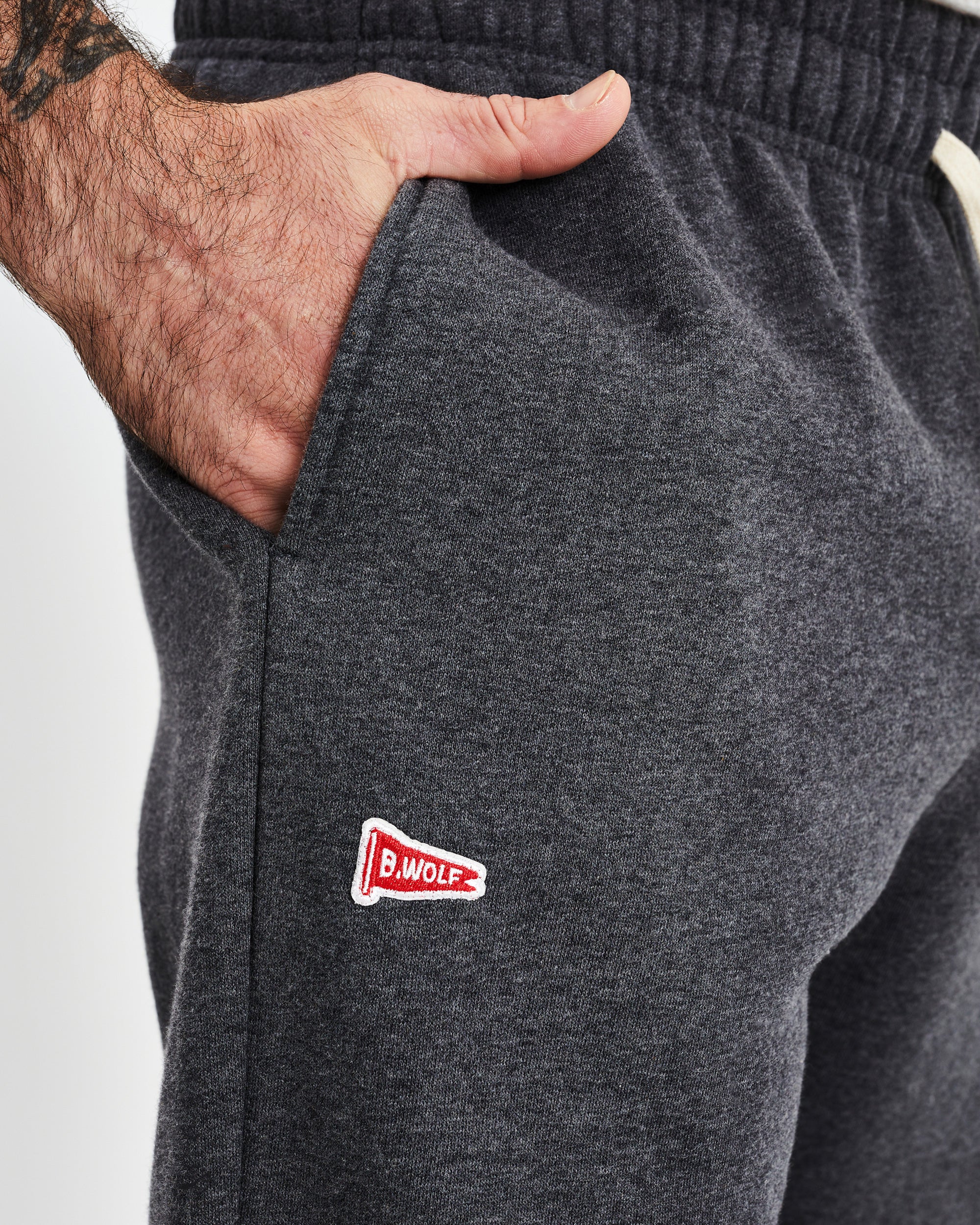 Flag Motif Sweats - Charcoal Marle - Image 6