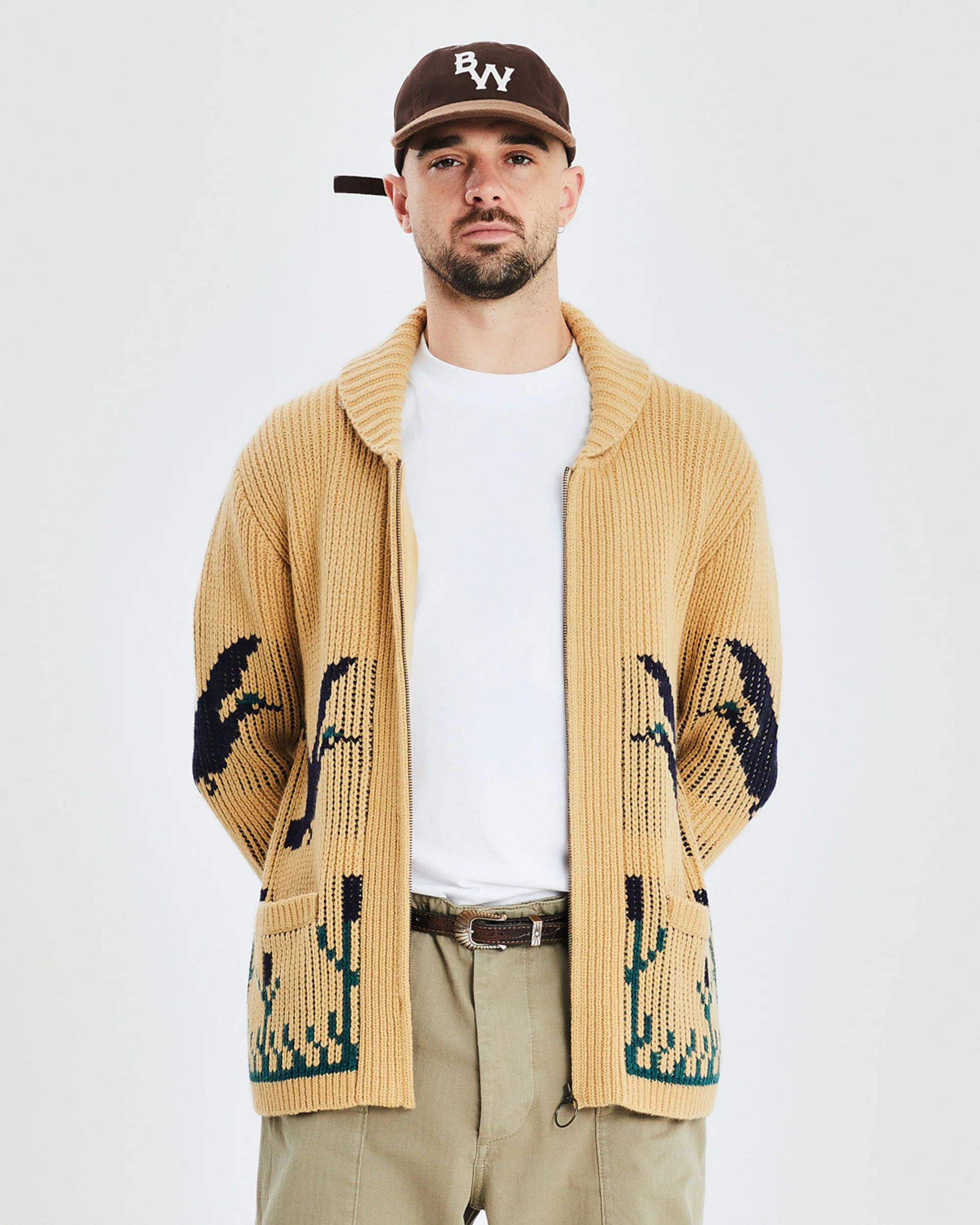 Hunter Heavy Cardigan - Beige - Image 2