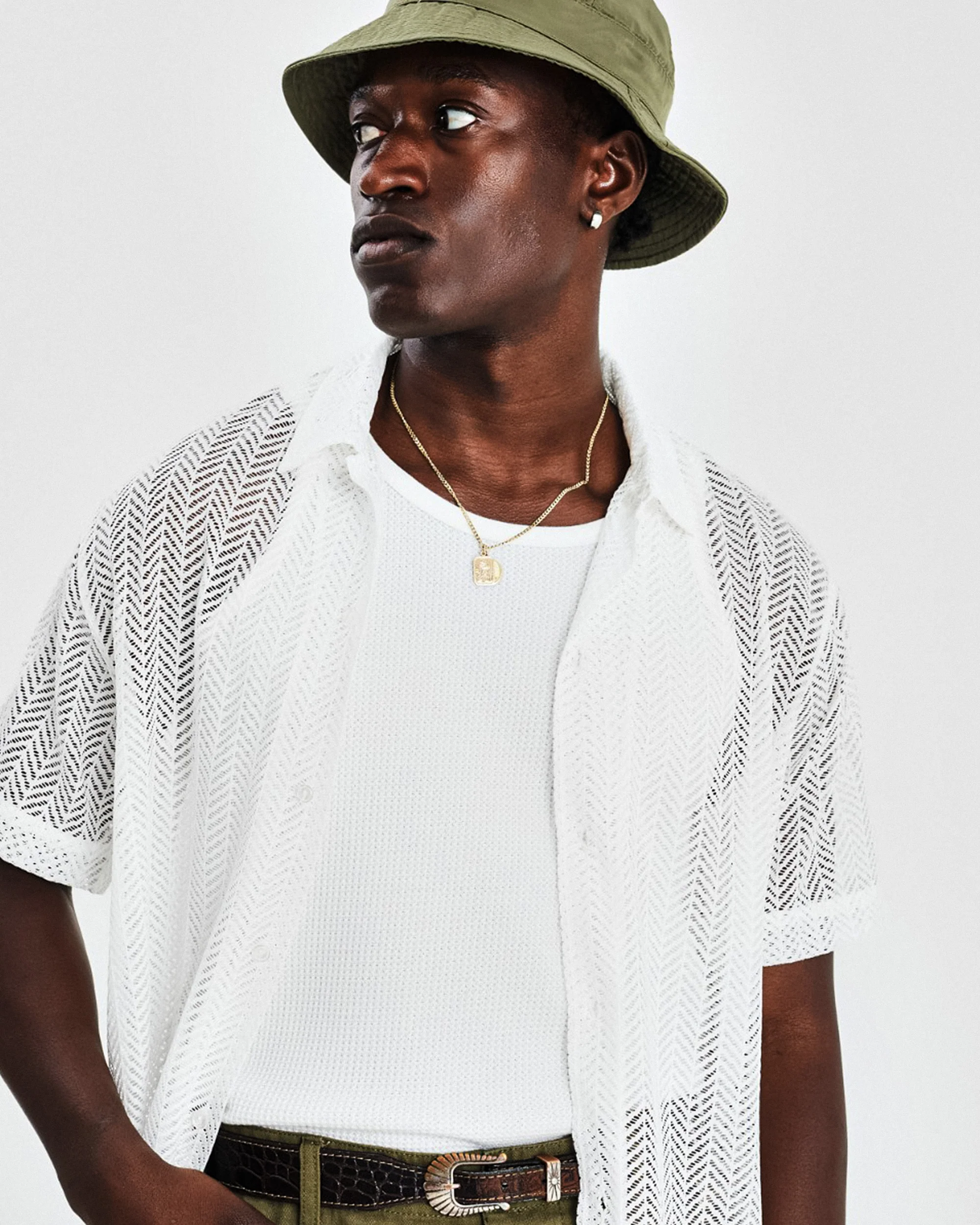 Lace cuban short sleeve shirt - White - Image 3