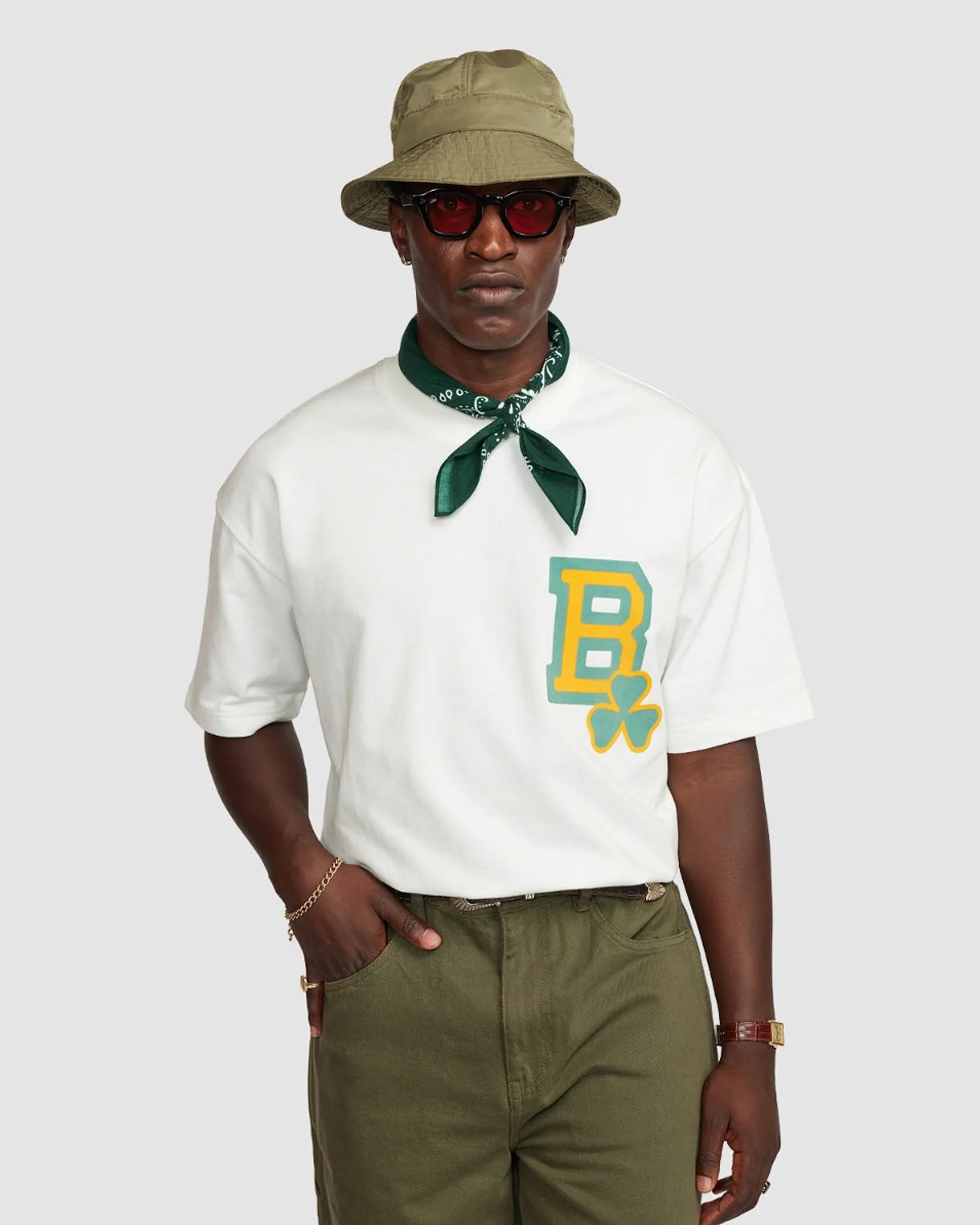 Oversized Tee (B Shamrock Flocking Print) - Off white - Image 2