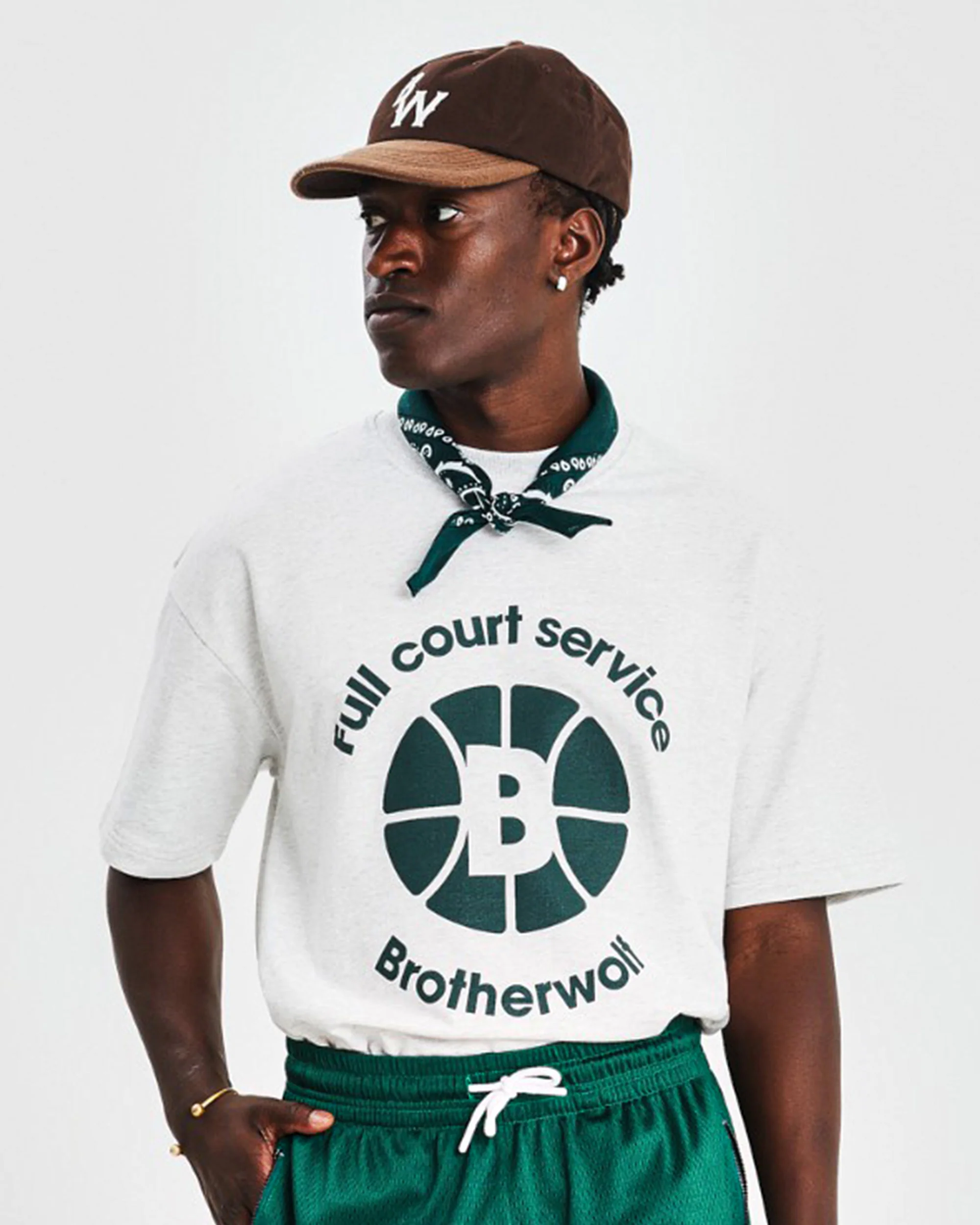Oversized Tee (Full Court Service Print) - White Marle - Image 2