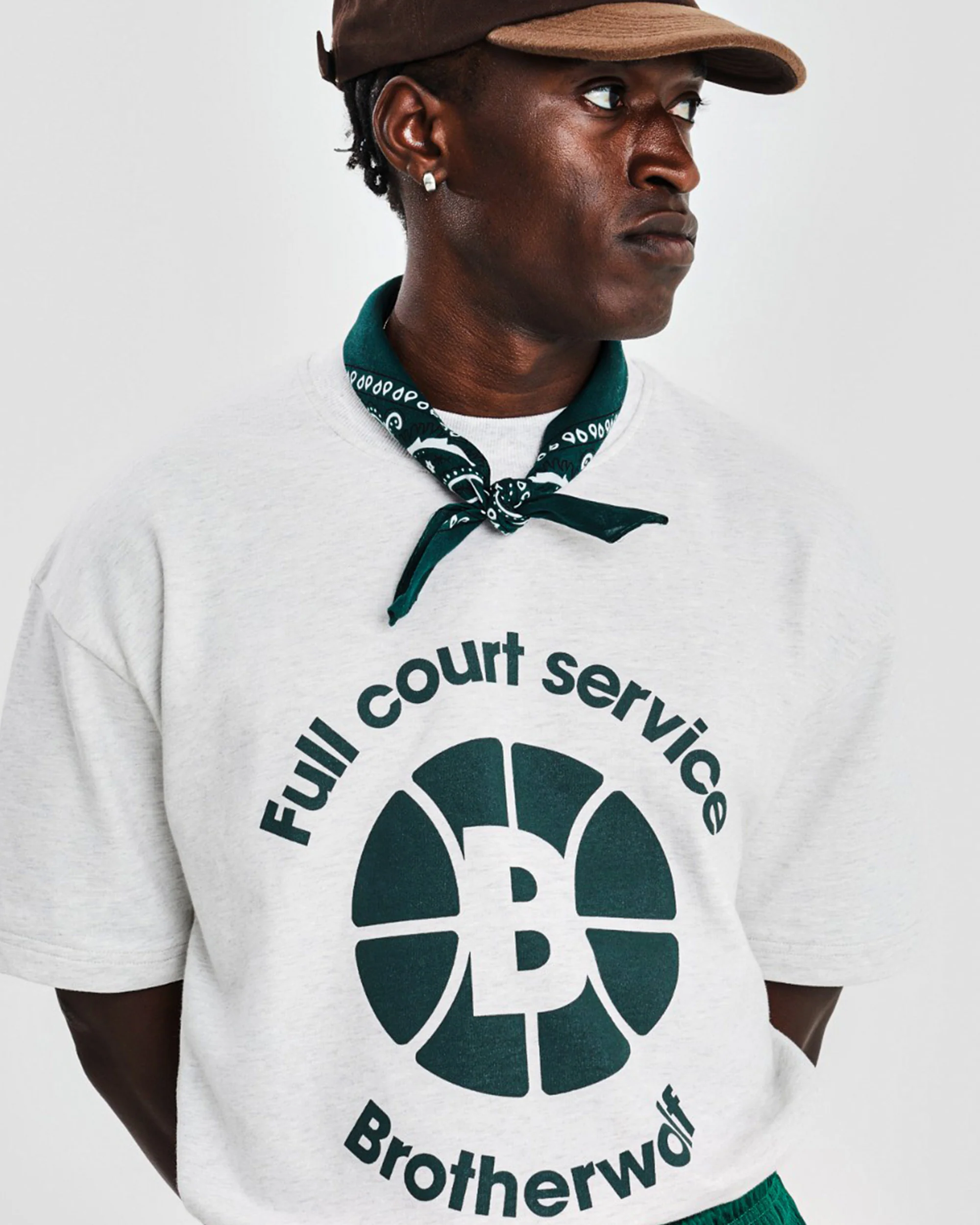 Oversized Tee (Full Court Service Print) - White Marle - Image 4