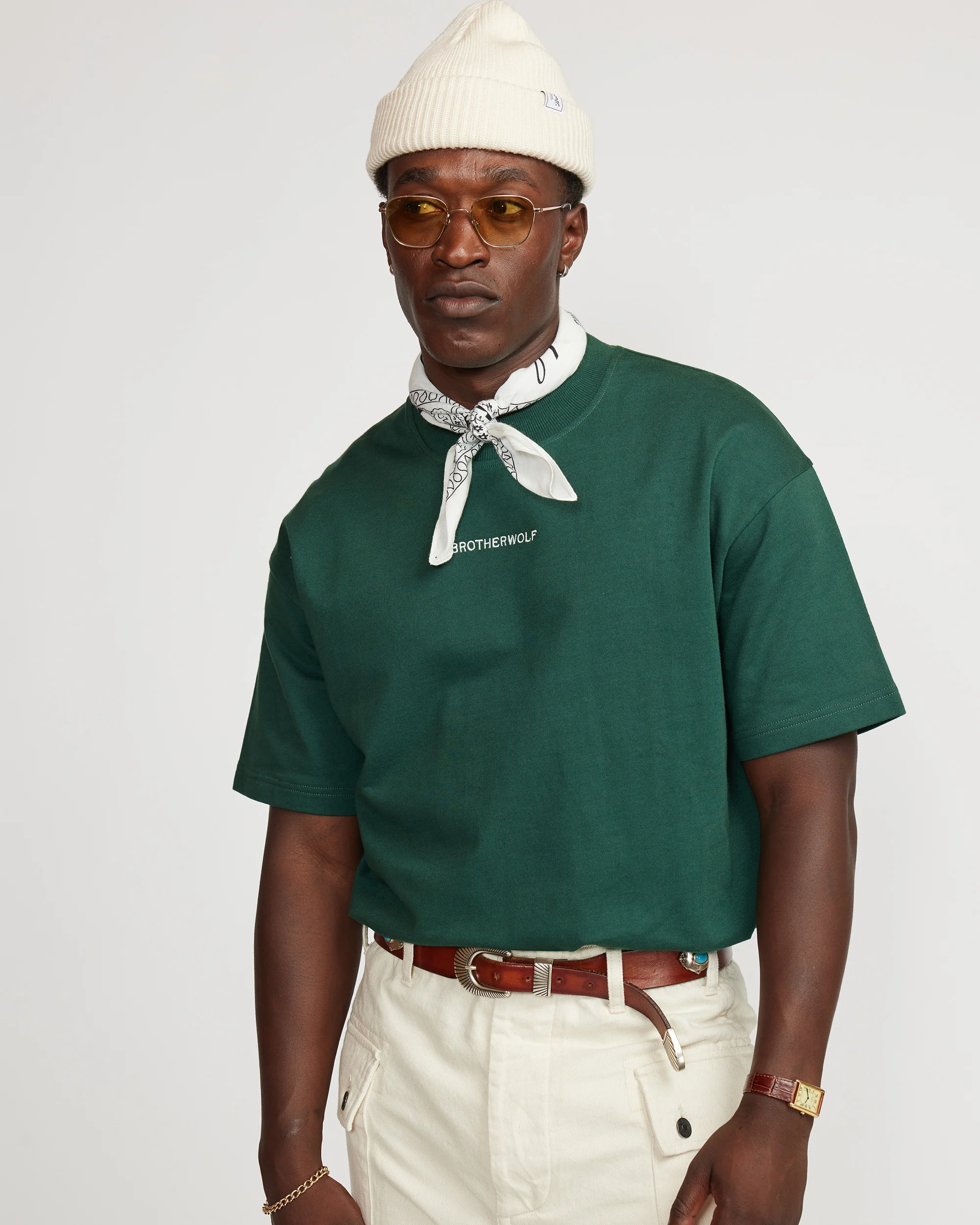 Oversized Tee (Signature BrotherWolf Embroidery)  - Bottle Green - Image 2