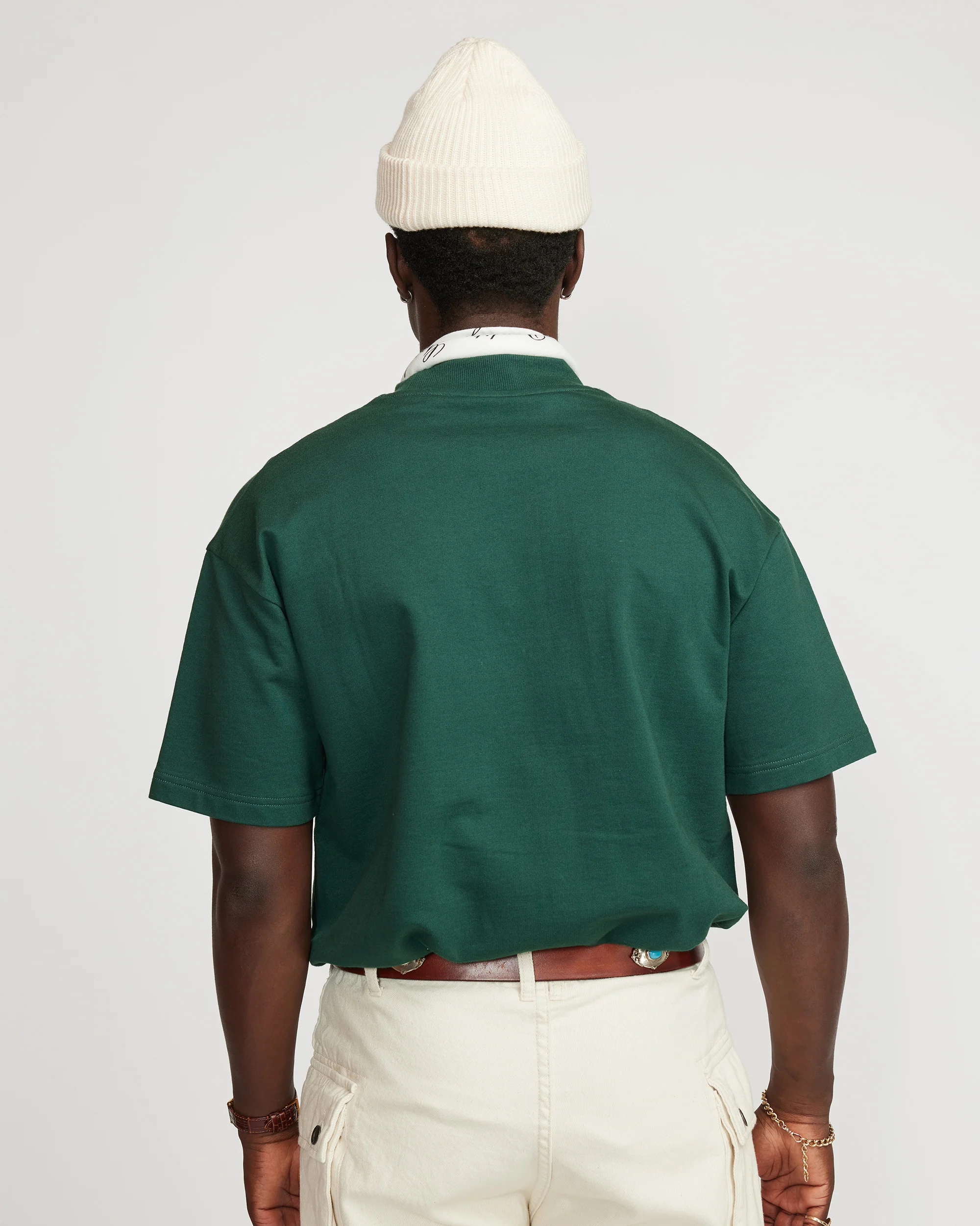 Oversized Tee (Signature BrotherWolf Embroidery)  - Bottle Green - Image 4