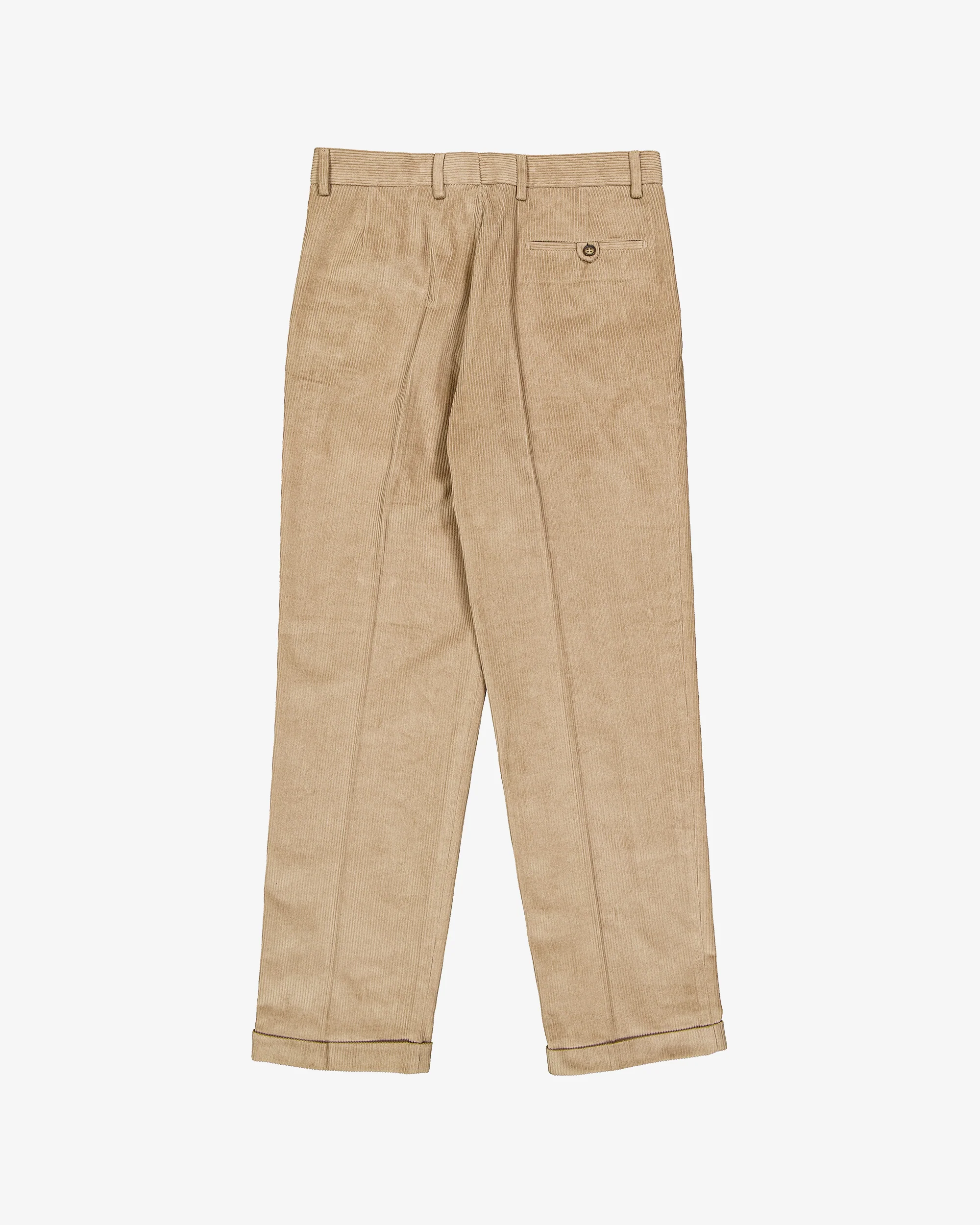 Pleated cord pant - Beige - Image 3