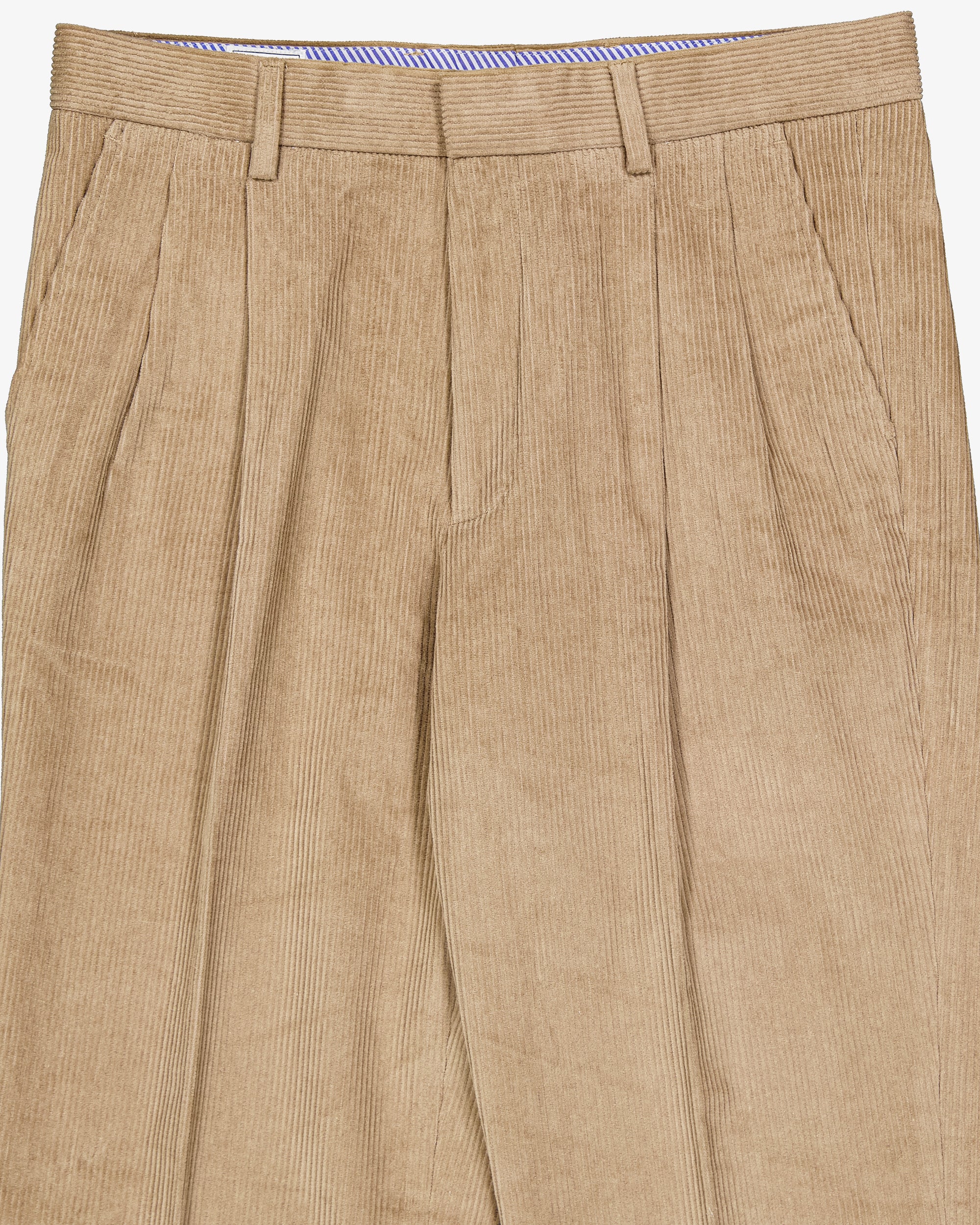 Pleated cord pant - Beige - Image 4