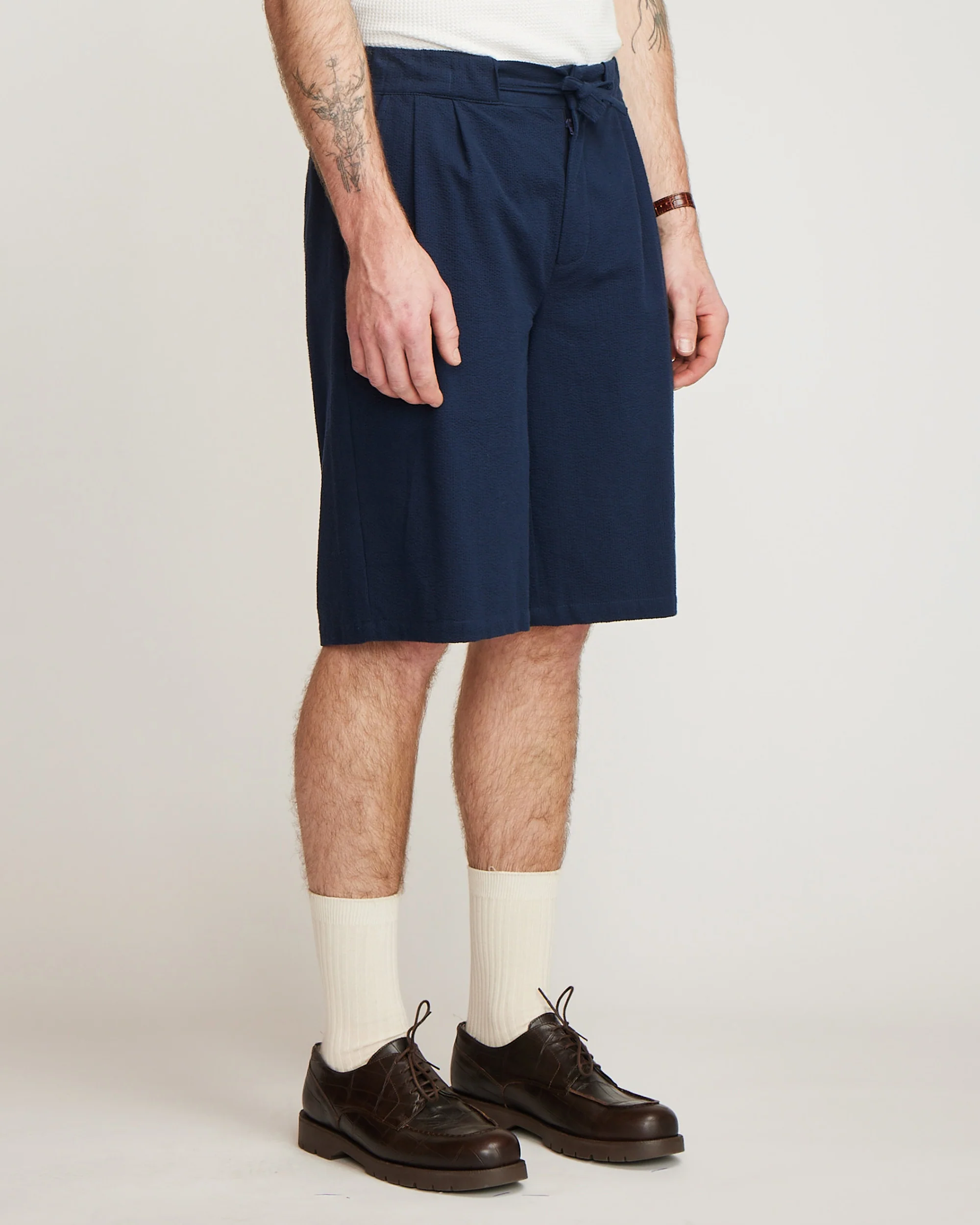 Seersucker Shorts - Navy - Image 7